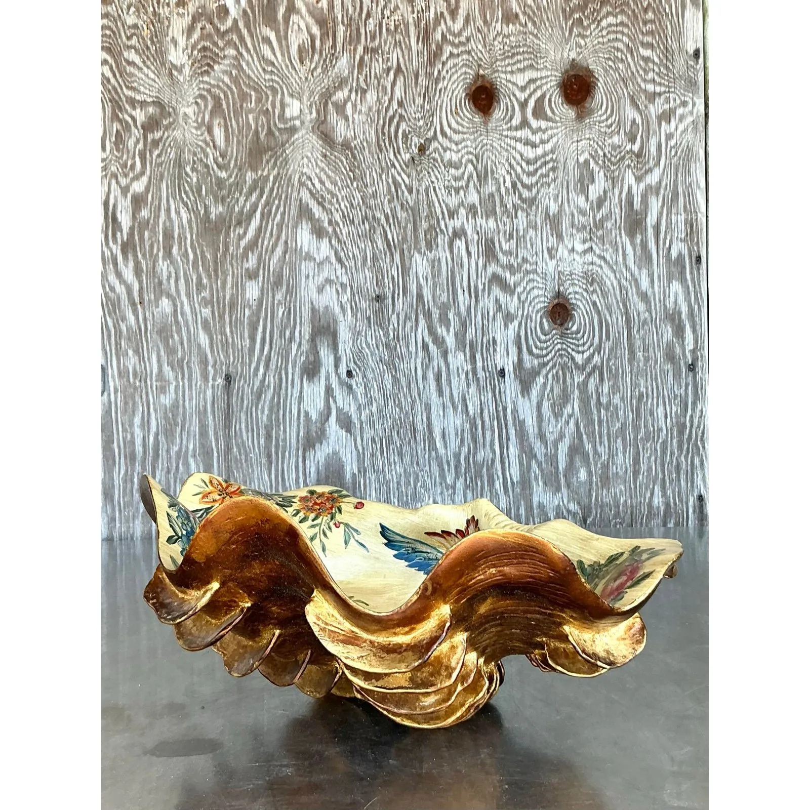 Vintage Regency Hand Painted Faux Clam Shell — additional photo 4