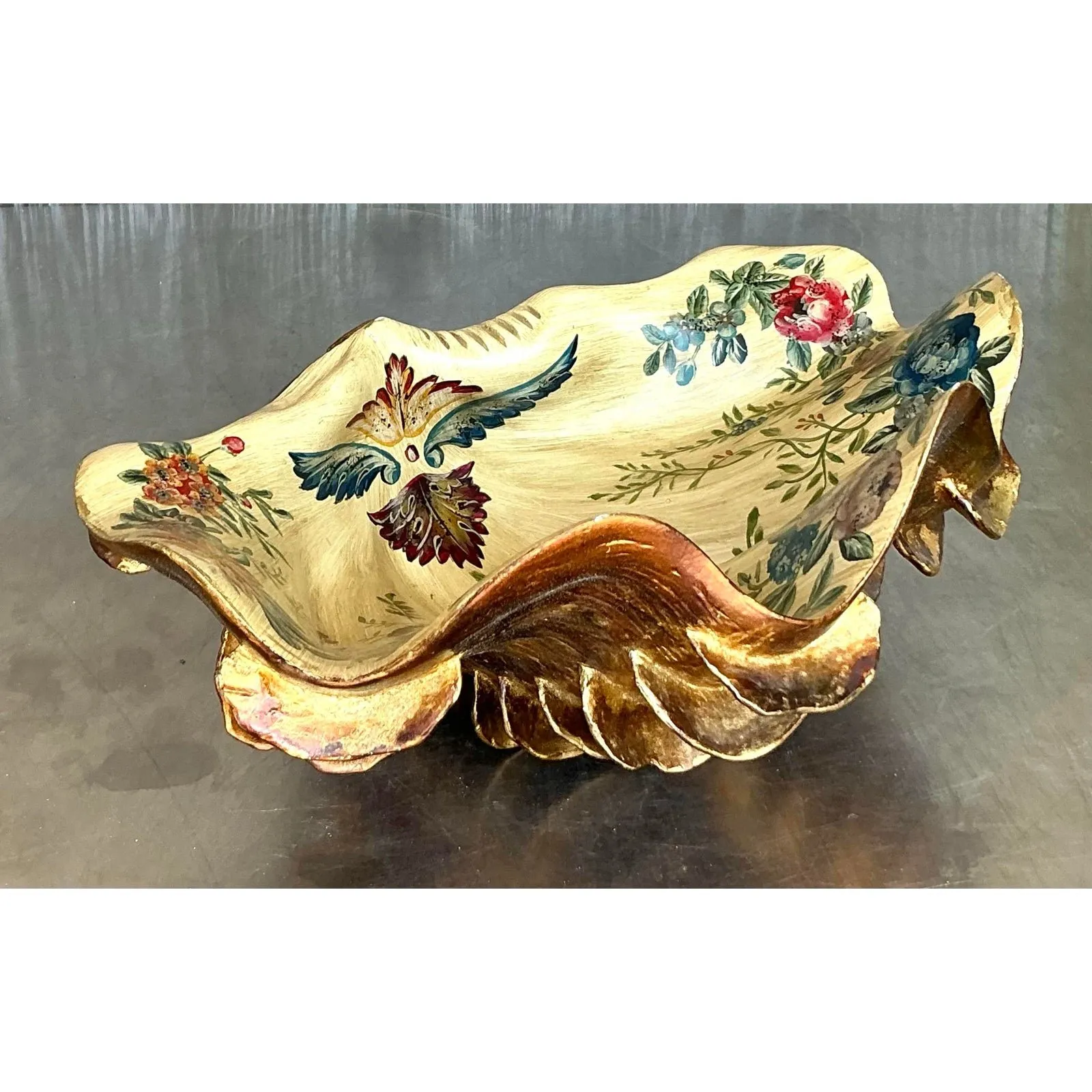 Vintage Regency Hand Painted Faux Clam Shell — additional photo 7