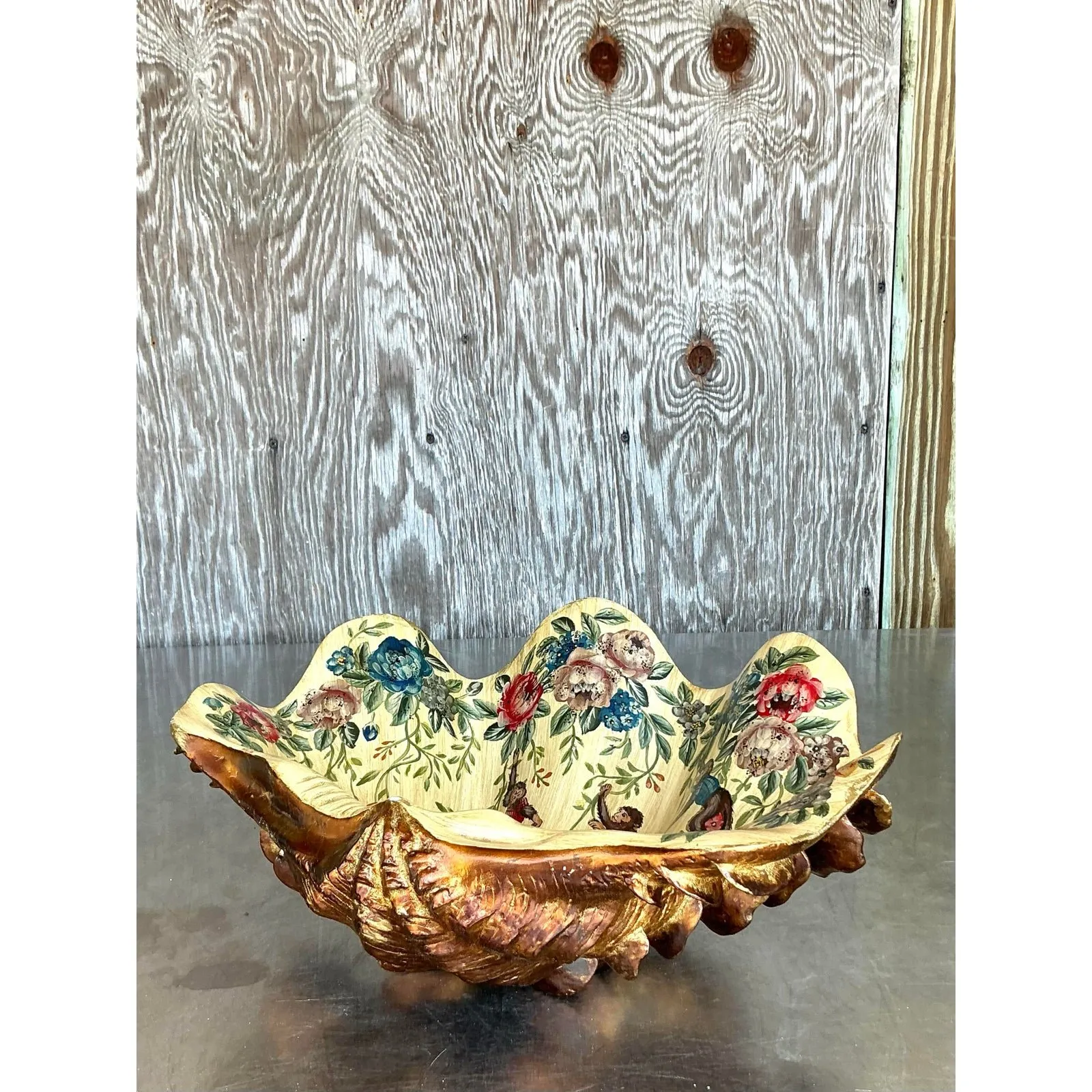 Vintage Regency Hand Painted Faux Clam Shell — additional photo 8