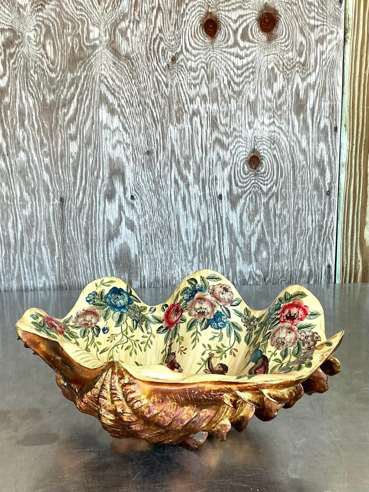 Vintage Regency Hand Painted Faux Clam Shell — additional photo 7