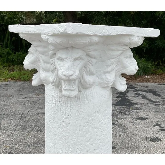 Vintage Boho Lions Head Cast Cement Column — additional photo 4