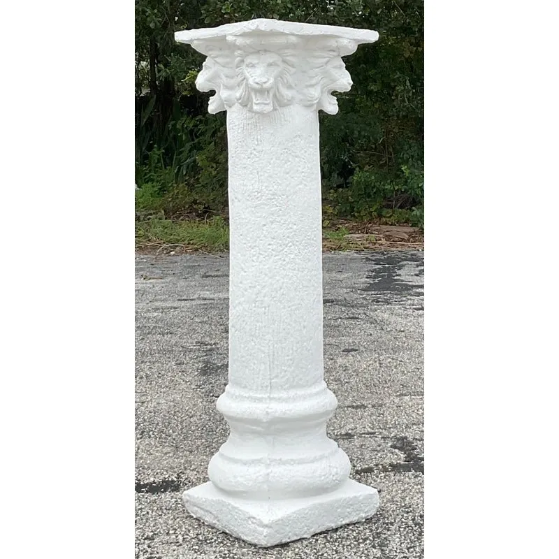 Vintage Boho Lions Head Cast Cement Column — additional photo 6