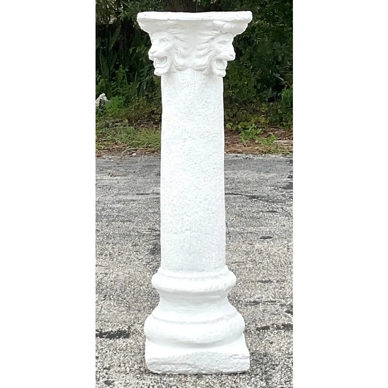 Vintage Boho Lions Head Cast Cement Column — additional photo 8