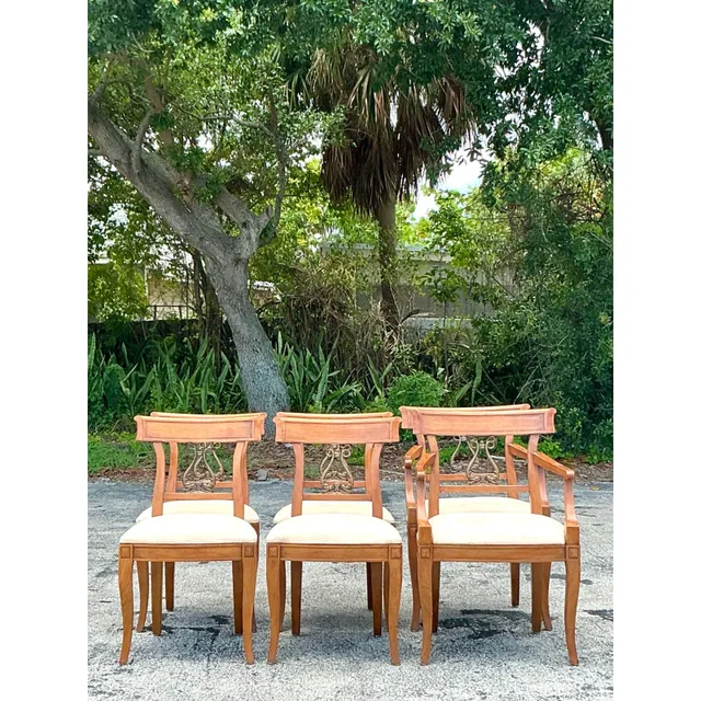 Vintage Regency Henredon Burnished Brass Dolphin Klismos Dining Chairs - Set of 6 — additional photo 5