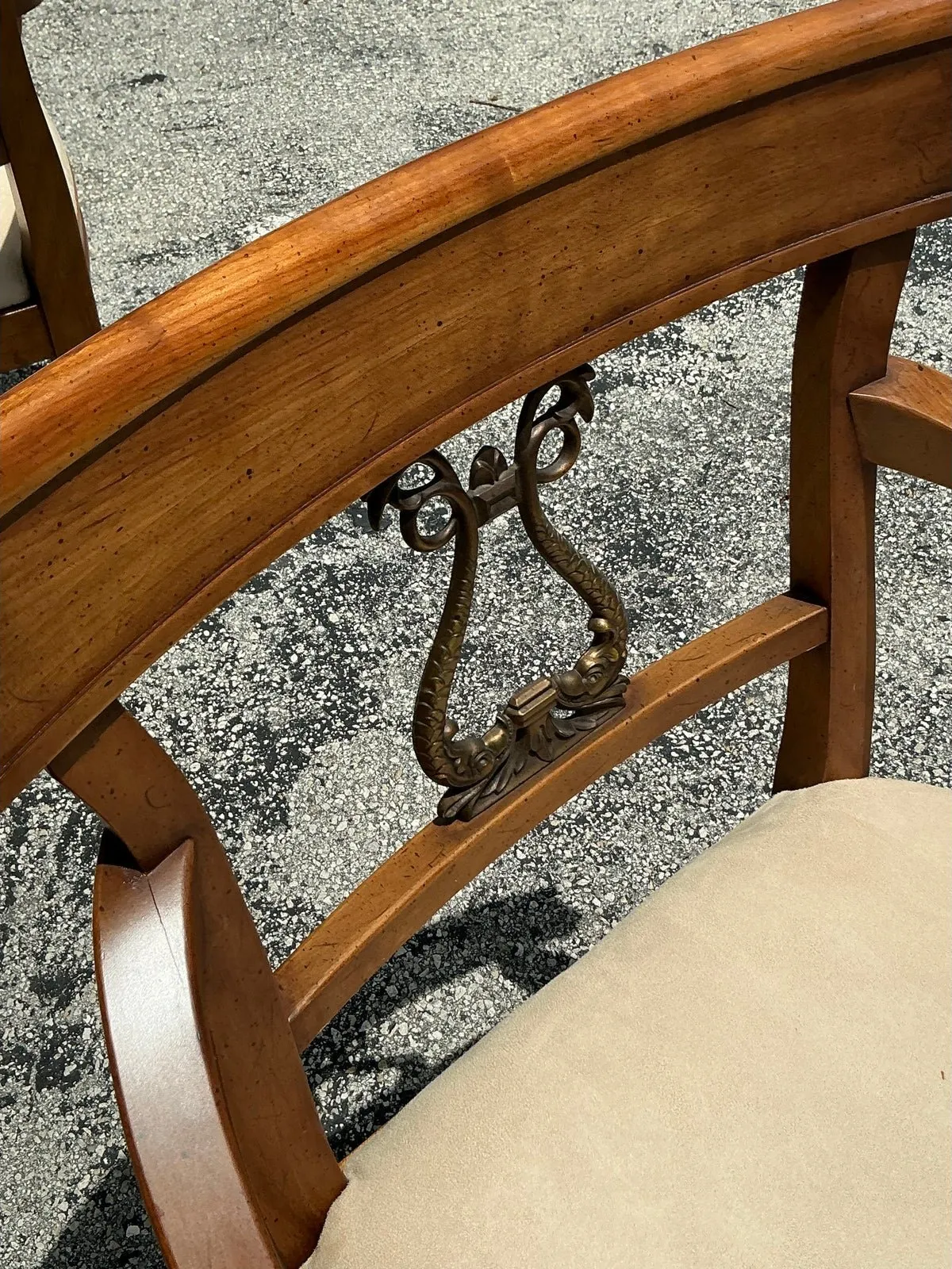 Vintage Regency Henredon Burnished Brass Dolphin Klismos Dining Chairs - Set of 6 — additional photo 6