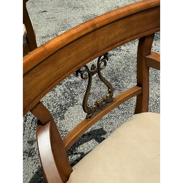 Vintage Regency Henredon Burnished Brass Dolphin Klismos Dining Chairs - Set of 6 — additional photo 7