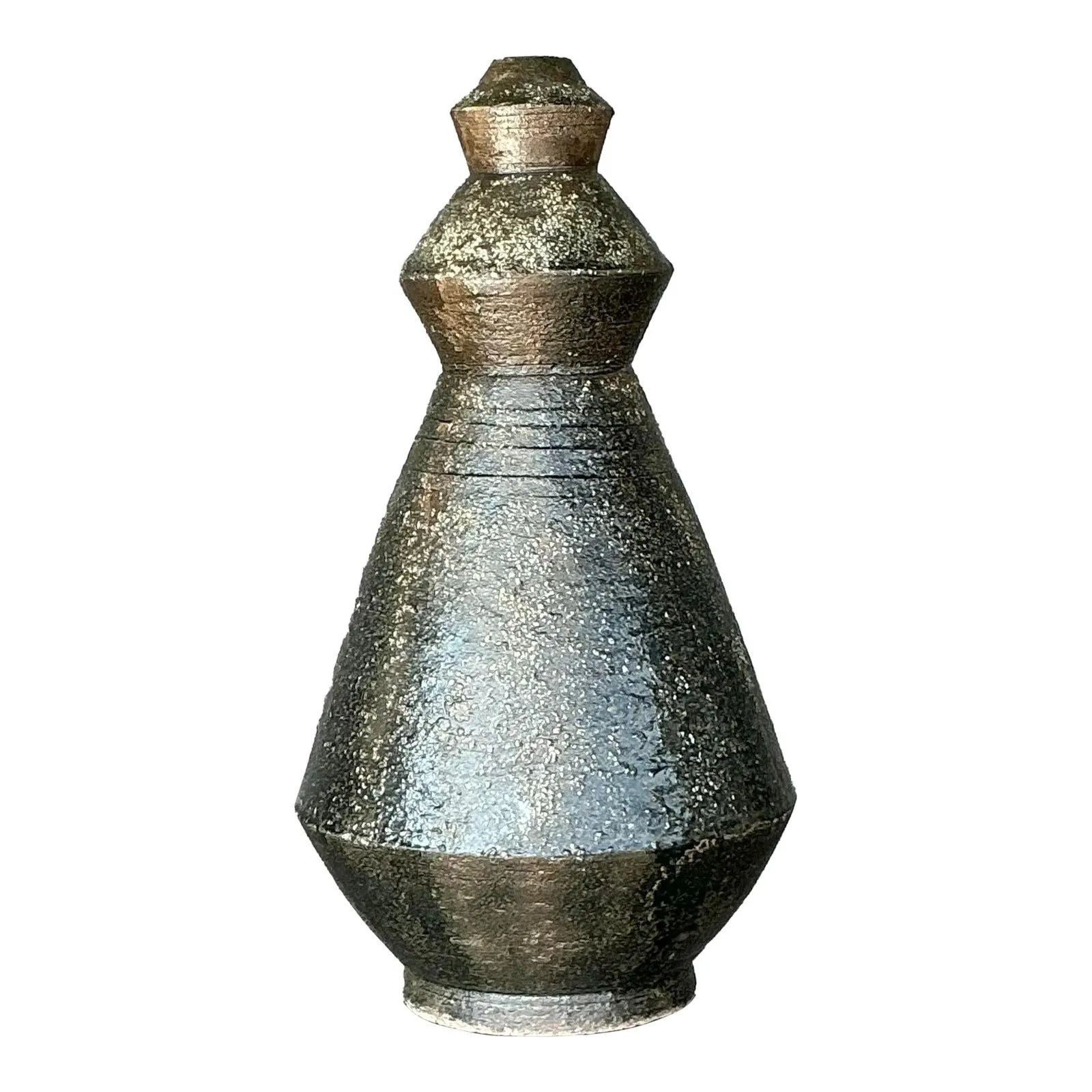 Vintage Boho Original Studio Pottery Scored Vase — additional photo 1