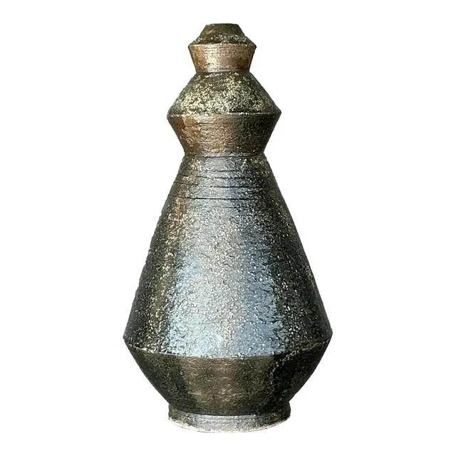 Vintage Boho Original Studio Pottery Scored Vase — additional photo 1
