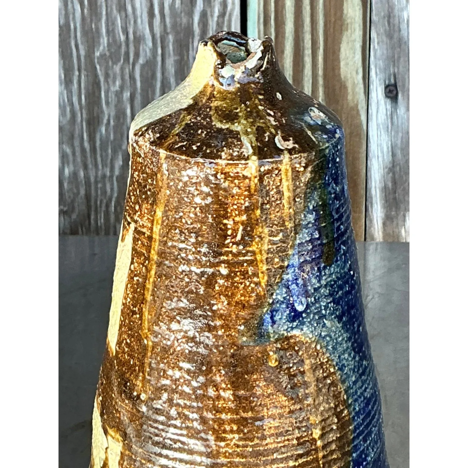 Vintage Boho Original Studio Pottery Vase - Pottery, 4.5W x 10.5H — additional photo 4