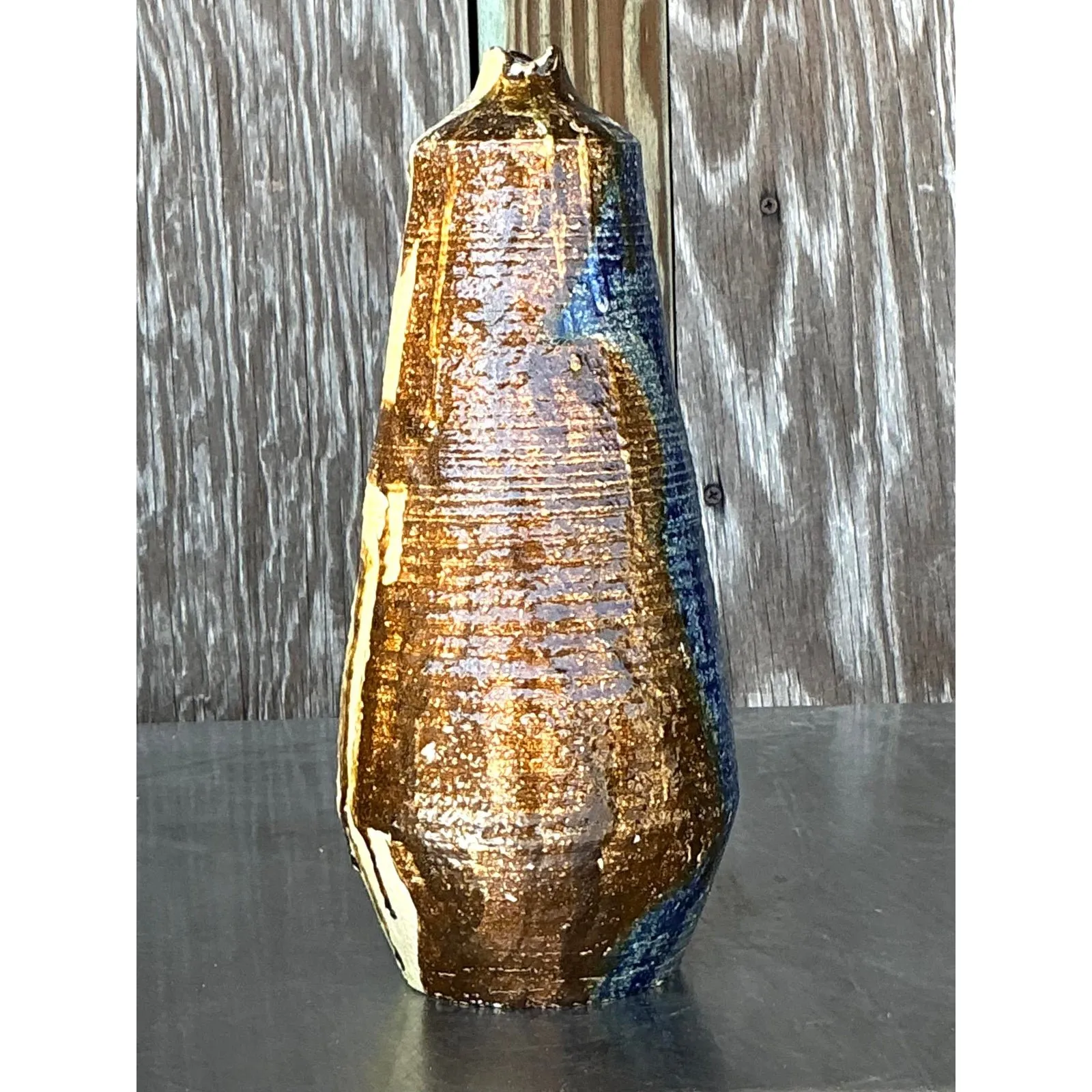 Vintage Boho Original Studio Pottery Vase - Pottery, 4.5W x 10.5H — additional photo 5