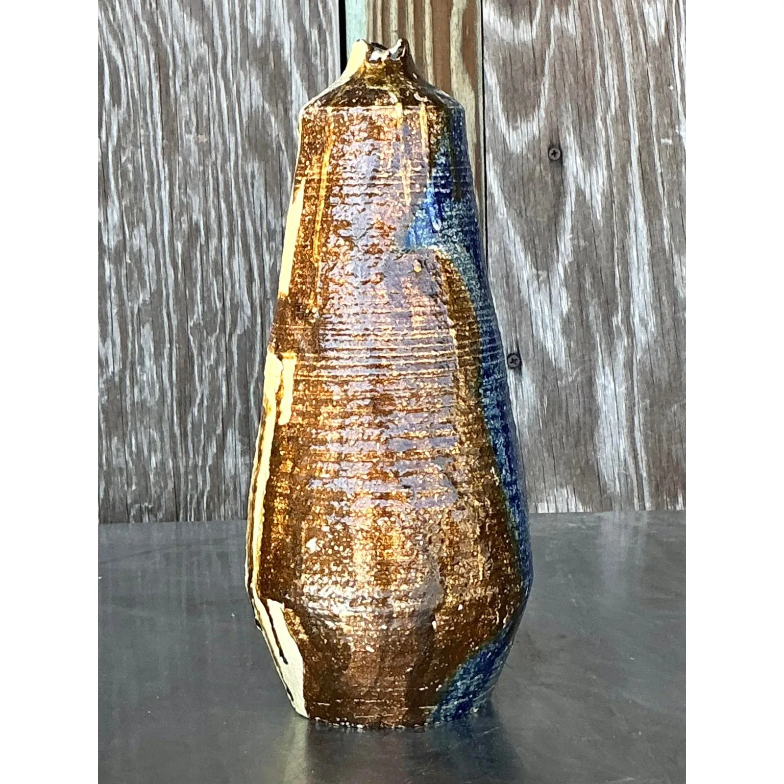 Vintage Boho Original Studio Pottery Vase - Pottery, 4.5W x 10.5H — additional photo 6