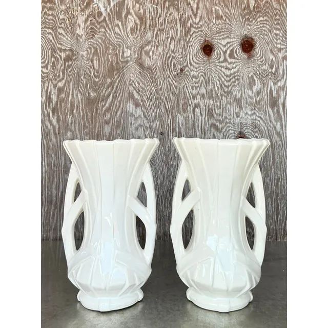 Vintage Boho McCoy Ribbon Vase - A Pair — additional photo 1