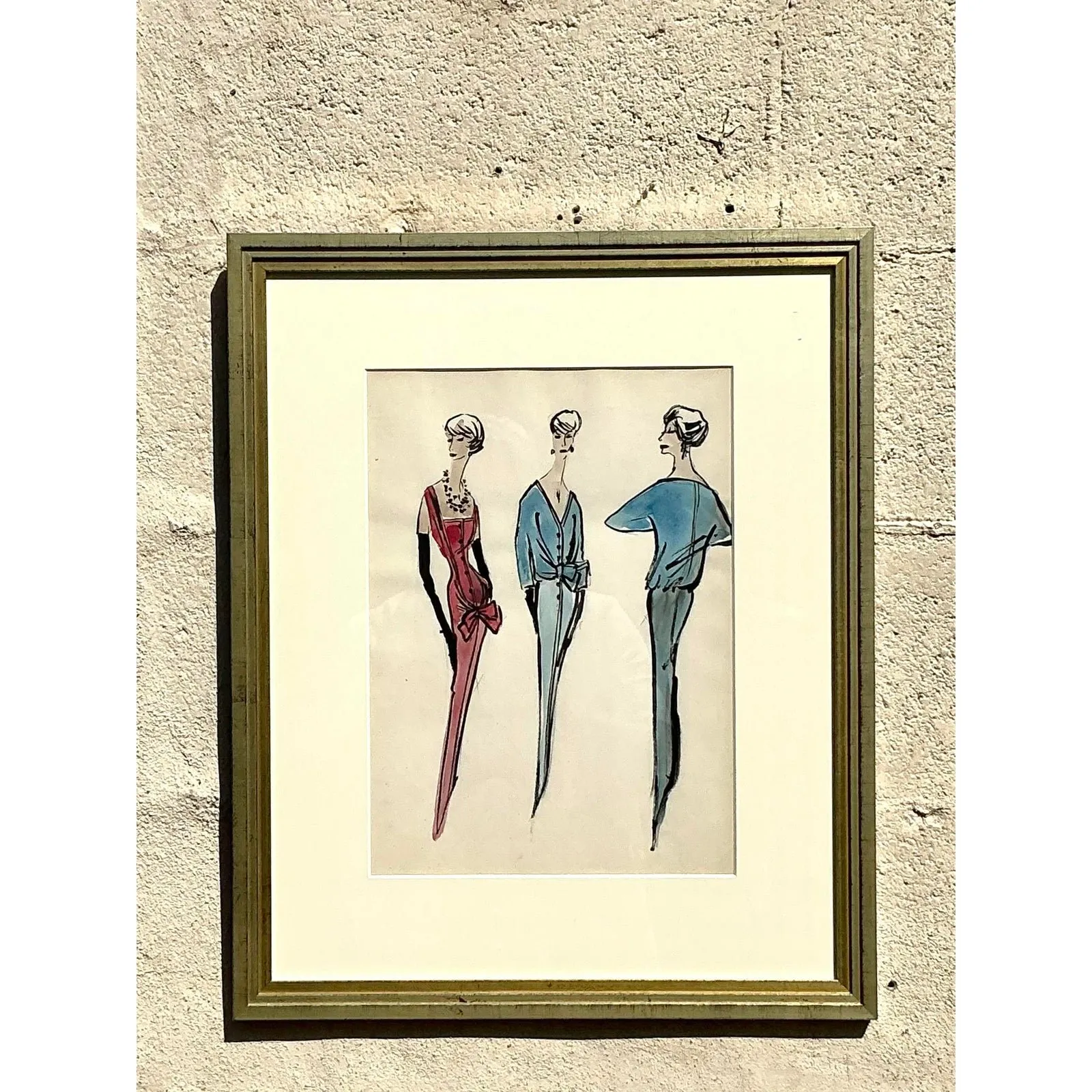 Vintage Regency Original Jacques Fath Fashion Sketch From Jane Stubbs Bergdorf Goodman — additional photo 5