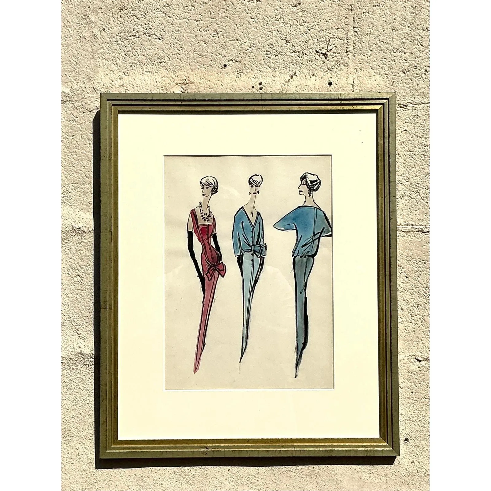 Vintage Regency Original Jacques Fath Fashion Sketch From Jane Stubbs Bergdorf Goodman — additional photo 6