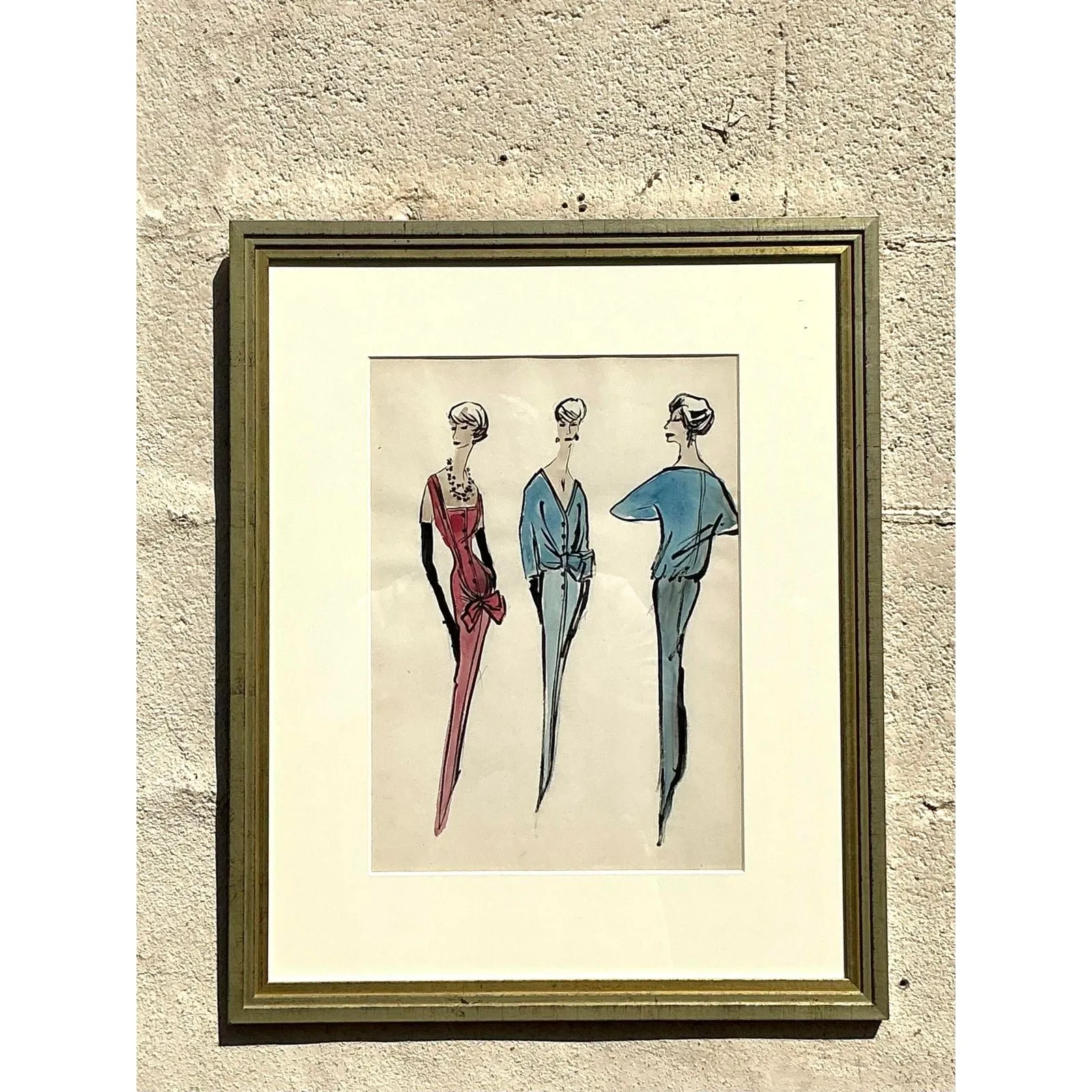 Vintage Regency Original Jacques Fath Fashion Sketch From Jane Stubbs Bergdorf Goodman — additional photo 4
