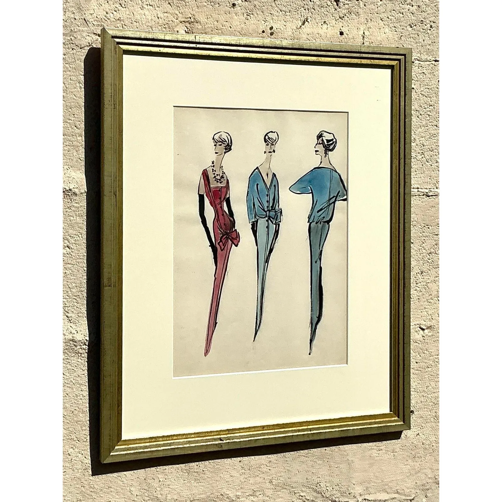 Vintage Regency Original Jacques Fath Fashion Sketch From Jane Stubbs Bergdorf Goodman — additional photo 3