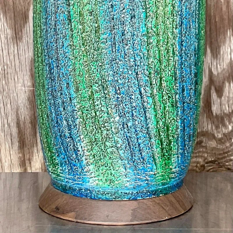 Vintage Midcentury Textured Stripe Table Lamp — additional photo 5