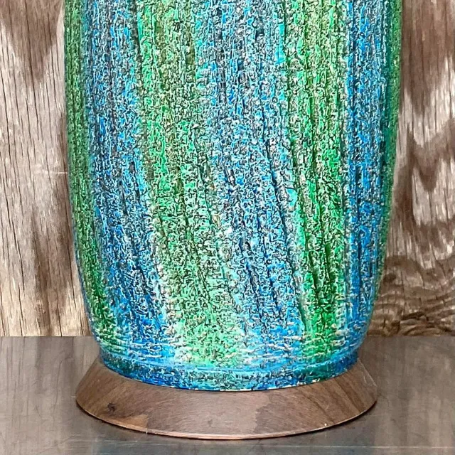 Vintage Midcentury Textured Stripe Table Lamp — additional photo 5