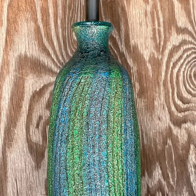 Vintage Midcentury Textured Stripe Table Lamp — additional photo 6