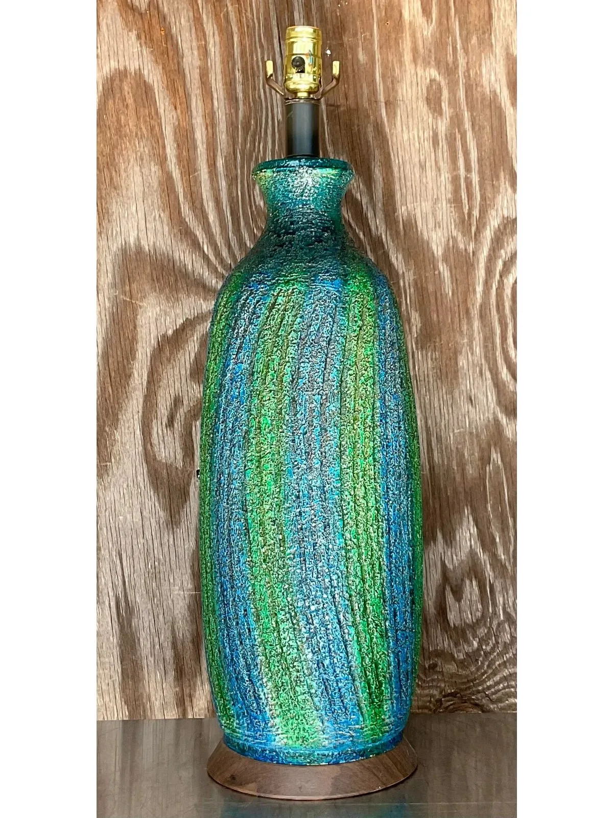 Vintage Midcentury Textured Stripe Table Lamp — additional photo 3