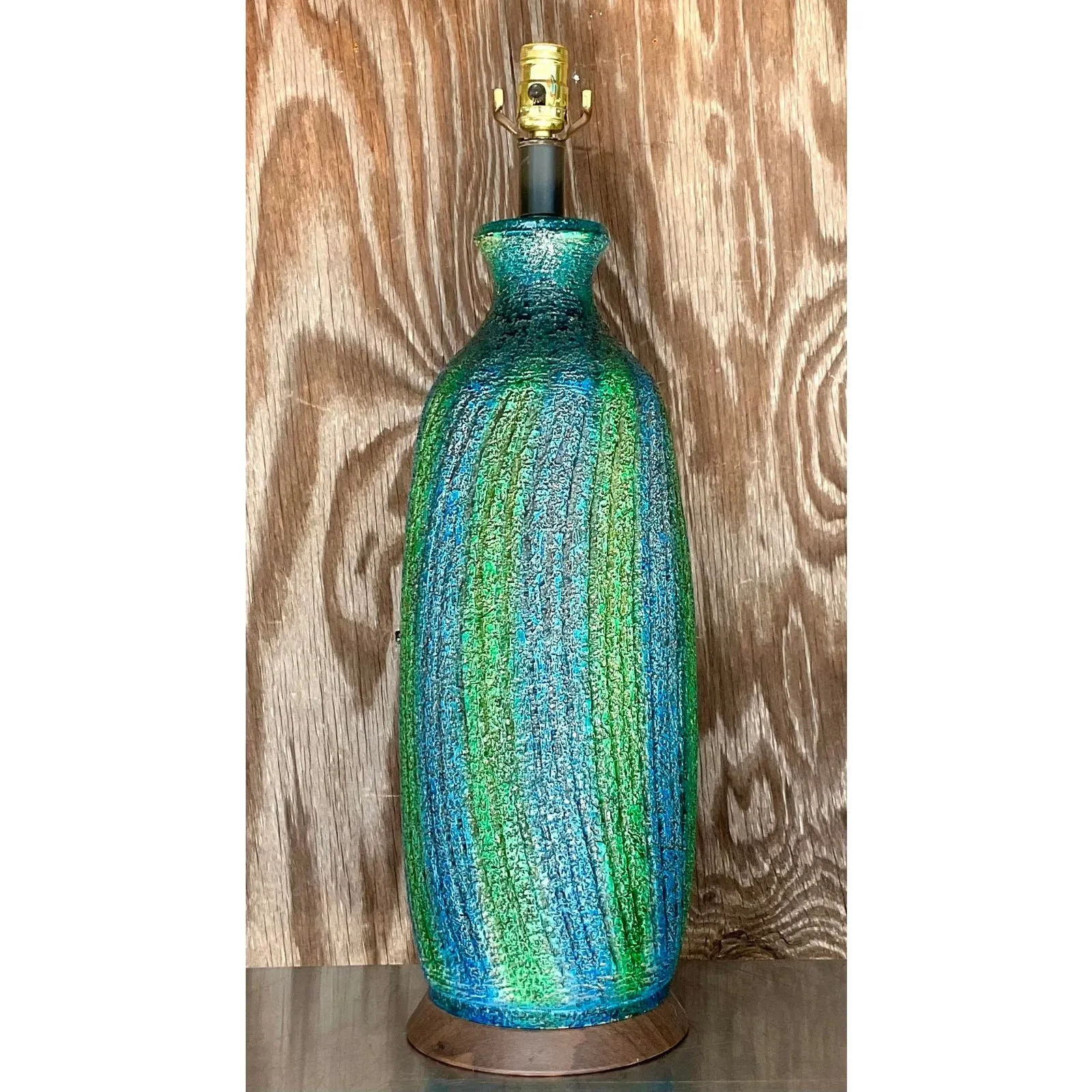Vintage Midcentury Textured Stripe Table Lamp — additional photo 8