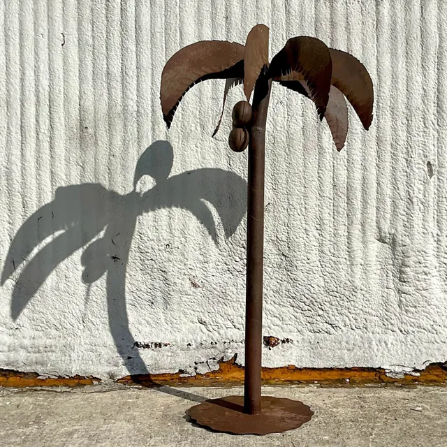 Vintage Monumental Patinated Metal Palm Tree — additional photo 8