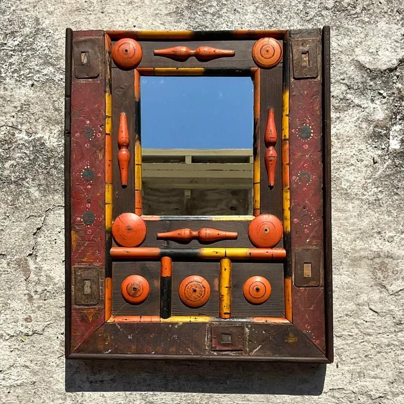 Vintage Boho Found Object Assemblage Mirror — additional photo 2