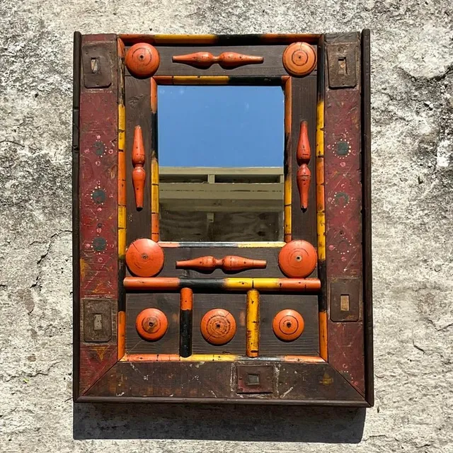 Vintage Boho Found Object Assemblage Mirror — additional photo 2