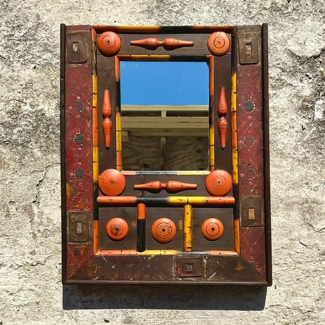 Vintage Boho Found Object Assemblage Mirror — additional photo 3