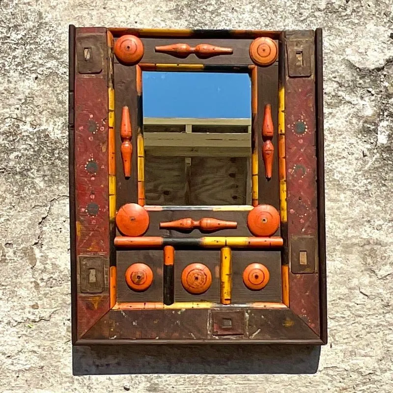 Vintage Boho Found Object Assemblage Mirror — additional photo 4
