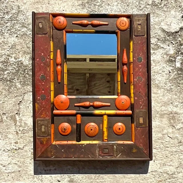 Vintage Boho Found Object Assemblage Mirror — additional photo 4