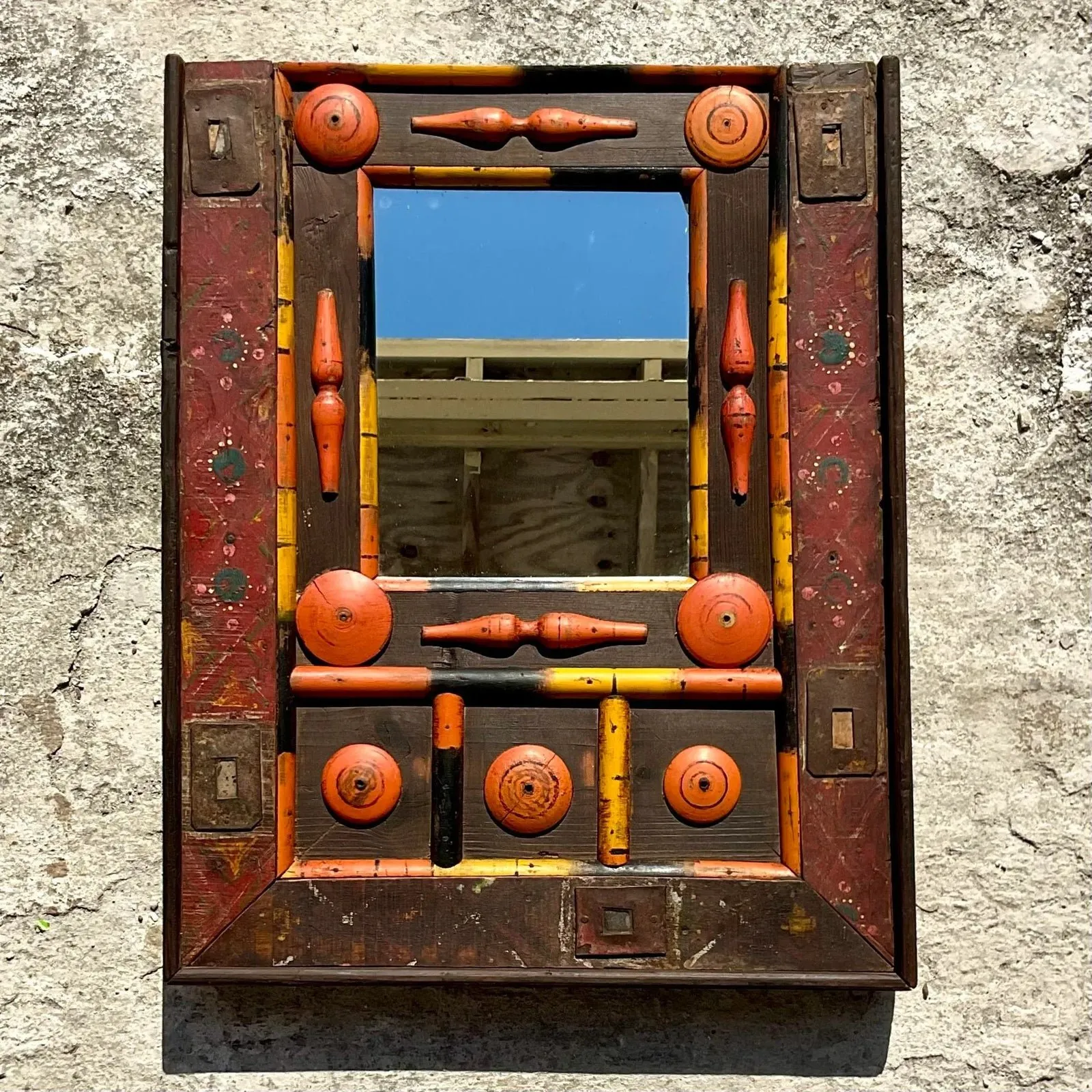 Vintage Boho Found Object Assemblage Mirror — additional photo 5