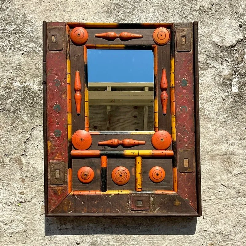 Vintage Boho Found Object Assemblage Mirror — additional photo 7