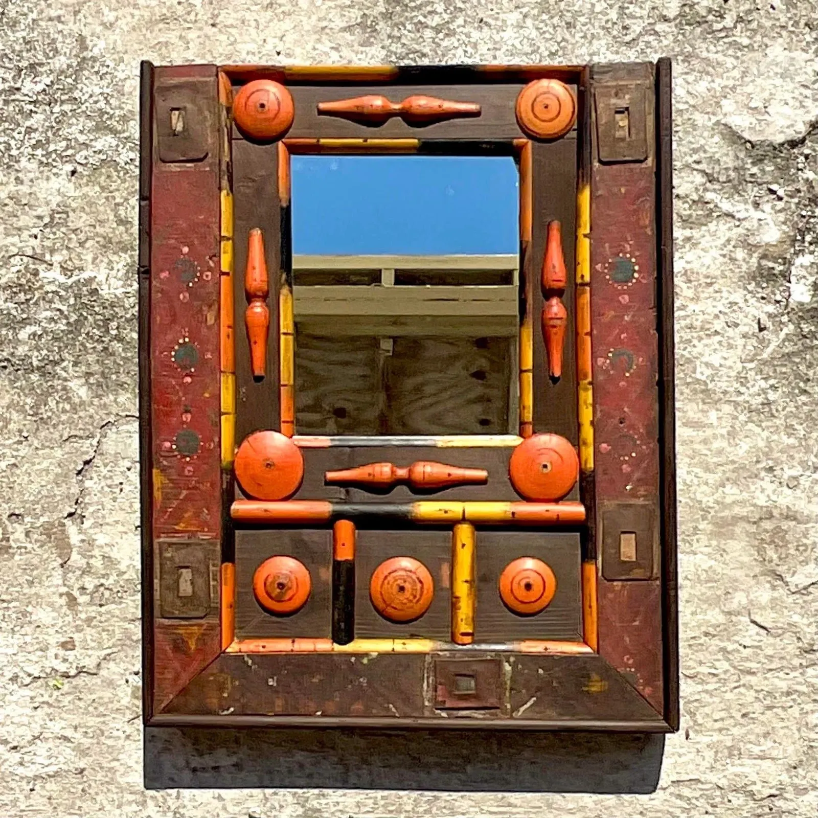 Vintage Boho Found Object Assemblage Mirror — additional photo 8