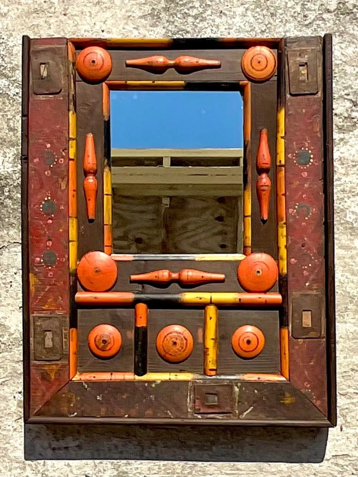 Vintage Boho Found Object Assemblage Mirror — additional photo 7