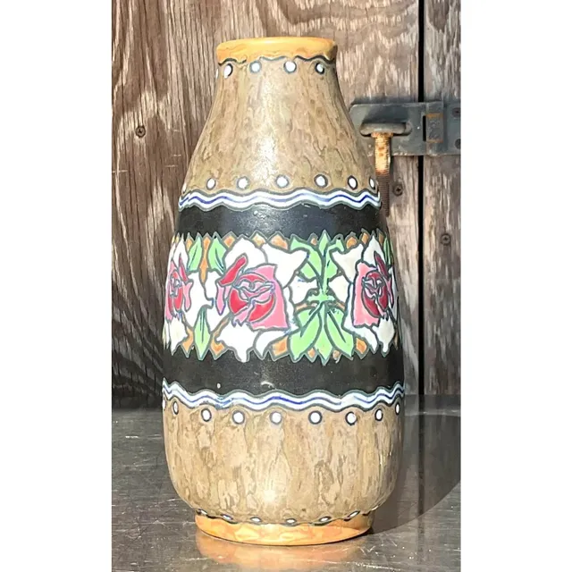 Vintage Boho Charles Catteau for Boch Freres Keramis Hand Painted Vase — additional photo 6
