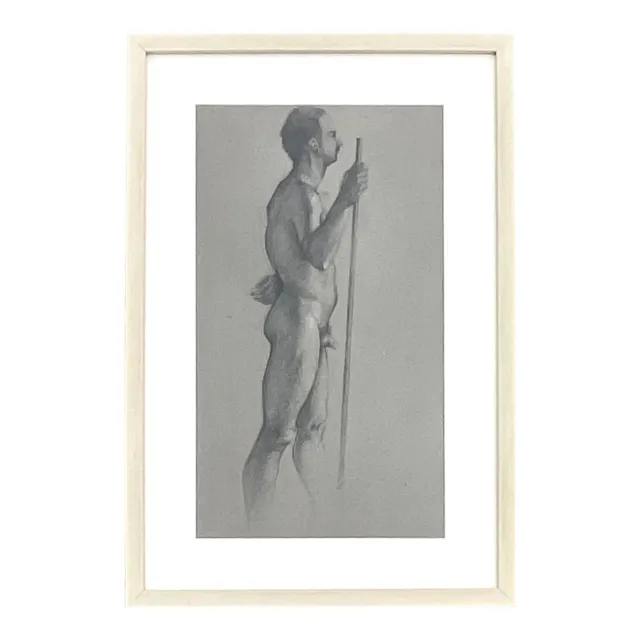 Vintage Boho Original Drawing of Nude Male — additional photo 1