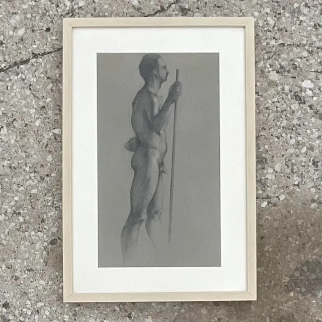 Vintage Boho Original Drawing of Nude Male — additional photo 4