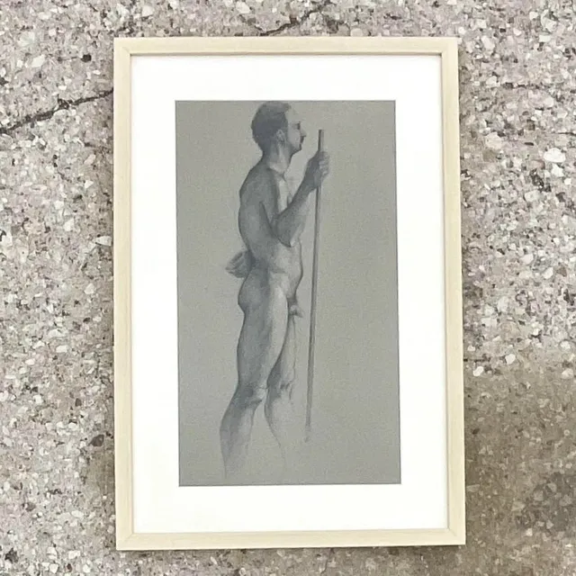Vintage Boho Original Drawing of Nude Male — additional photo 5