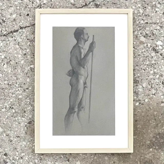 Vintage Boho Original Drawing of Nude Male — additional photo 6