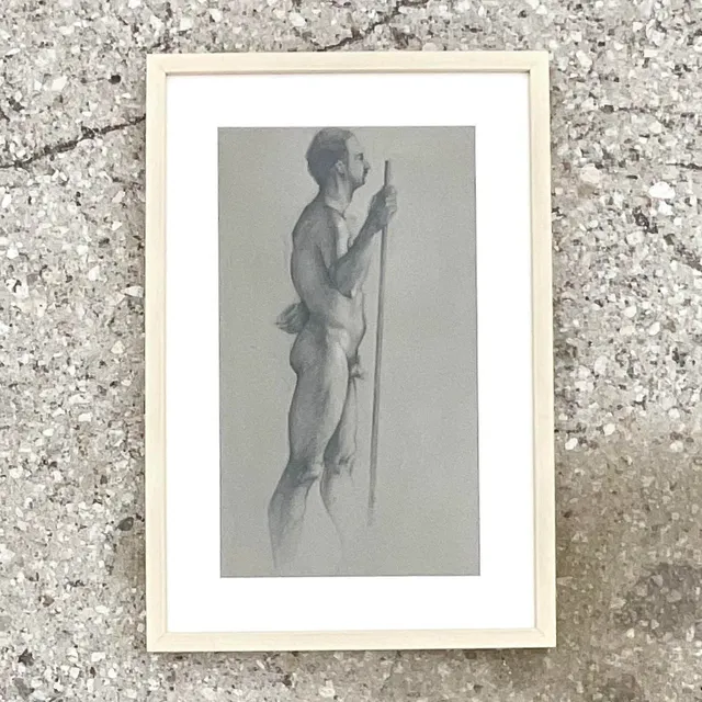 Vintage Boho Original Drawing of Nude Male — additional photo 7