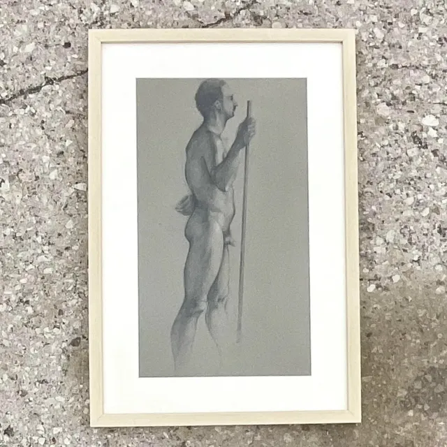 Vintage Boho Original Drawing of Nude Male — additional photo 8