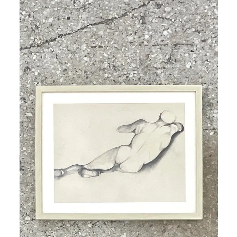 Vintage Boho 1930s Pencil Sketch of Man — additional photo 2