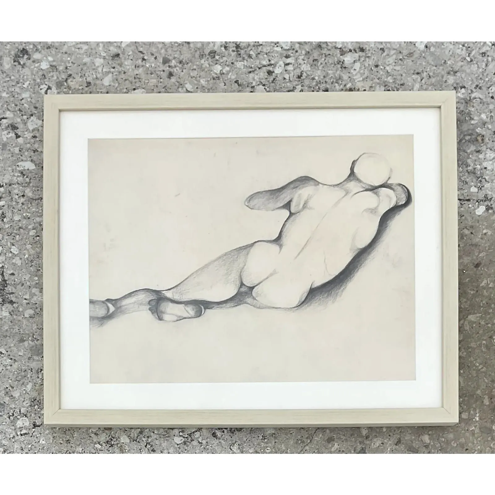 Vintage Boho 1930s Pencil Sketch of Man — additional photo 1