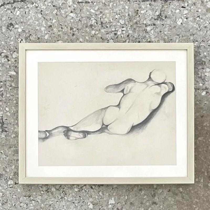 Vintage Boho 1930s Pencil Sketch of Man — additional photo 3