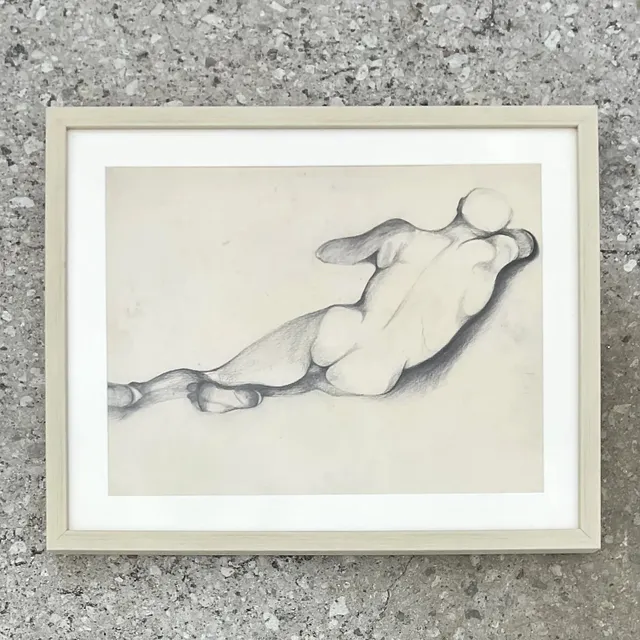 Vintage Boho 1930s Pencil Sketch of Man — additional photo 6
