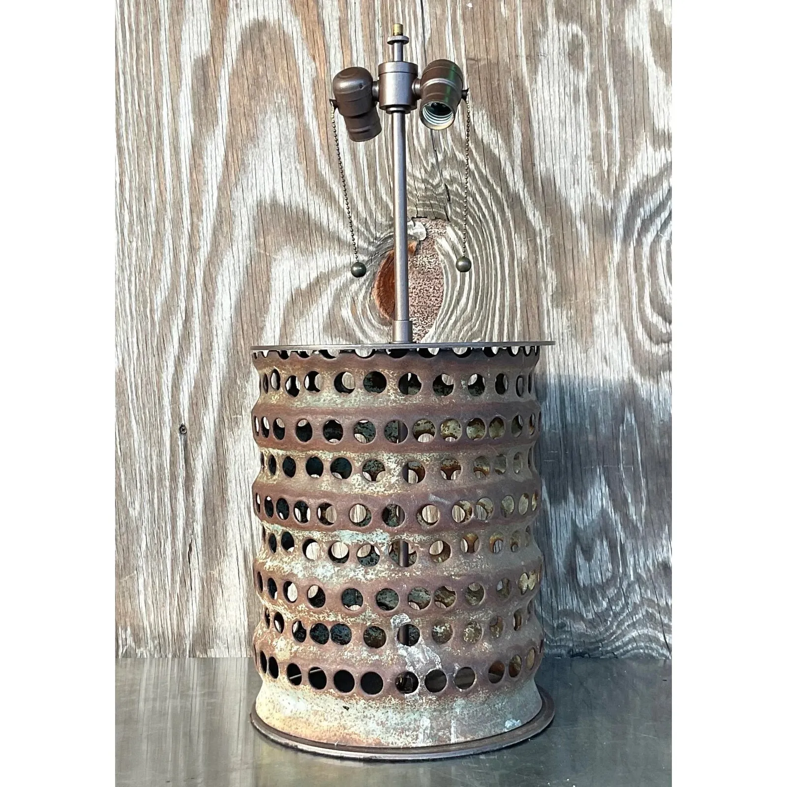 Vintage Boho Punch Cut Cylinder Lamp — additional photo 7