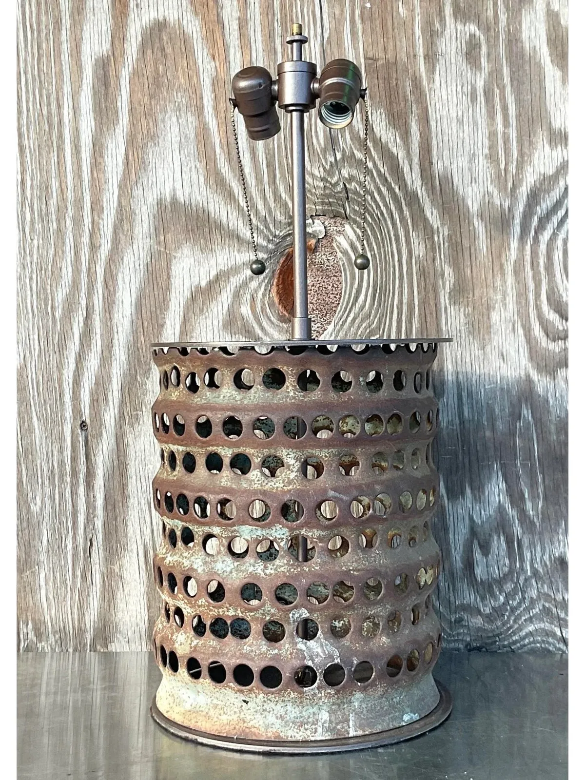 Vintage Boho Punch Cut Cylinder Lamp — additional photo 7