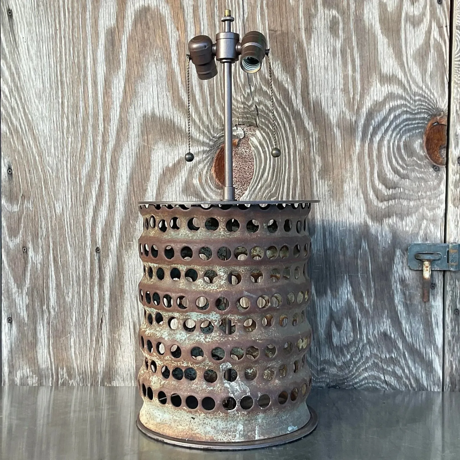 Vintage Boho Punch Cut Cylinder Lamp — additional photo 2
