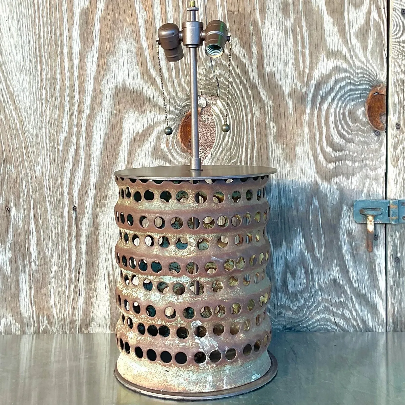 Vintage Boho Punch Cut Cylinder Lamp — additional photo 4